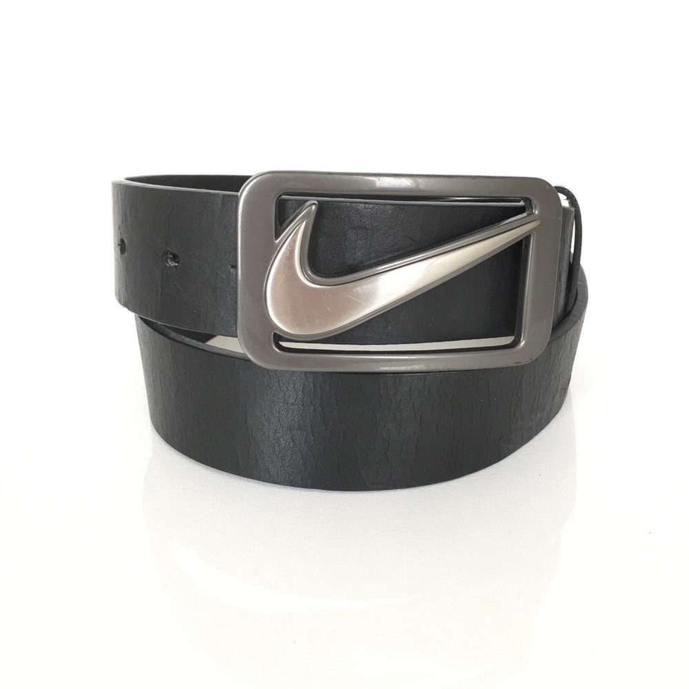Nike Golf Large Logo Buckle Black Belt Men’s Size 34 Faux Leather - Picture 1 of 9